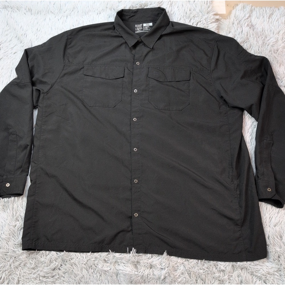 5.11 Tactical Shirt Mens 2XL Black Snap Up Lightweight Pockets Utility Comfort